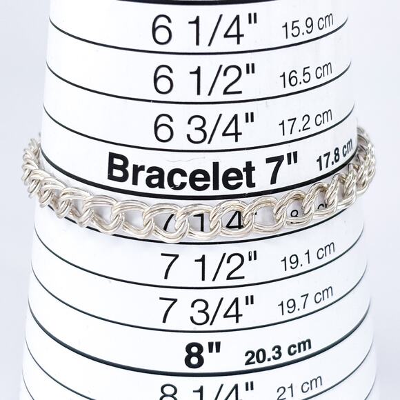 Vintage Sterling Silver 925 Double Chain Charm Bracelet 7.5" - Picture 3 of 5